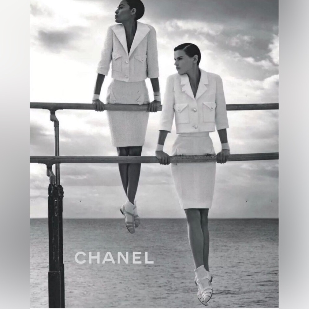 ❌SOLD❌2pc CHANEL Rare 2012 Spring Collect. Tweed LittleBlack Jacket Skirt Suit L